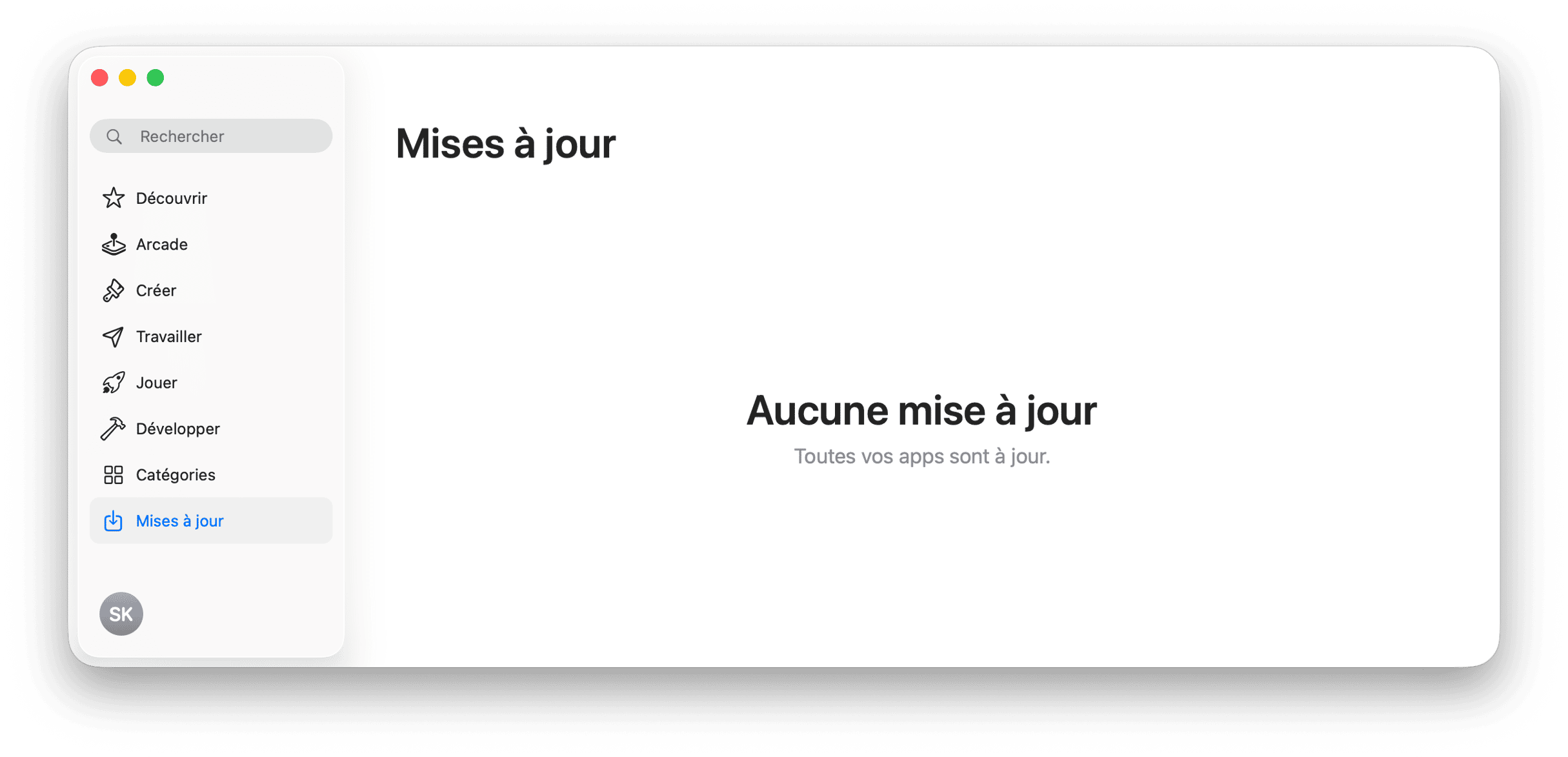 Reglages du systeme AppStoreMAJ