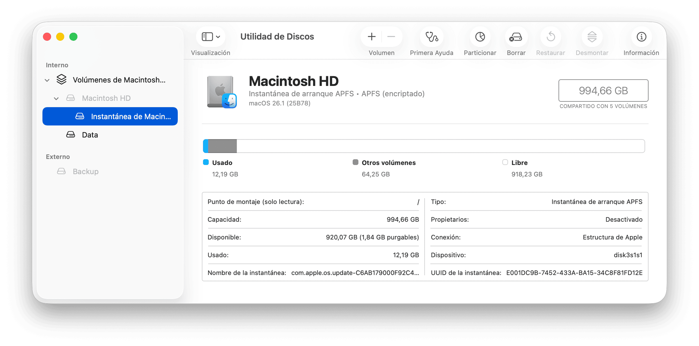 sistema utilidad de discos