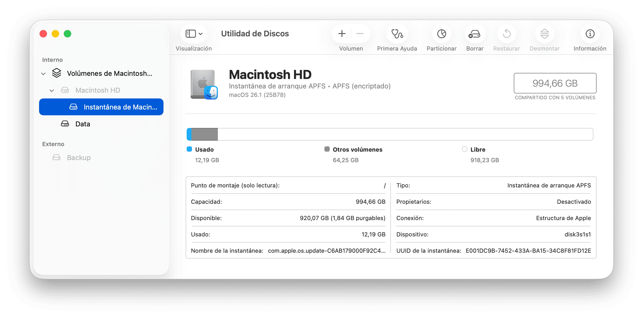 sistema utilidad de discos