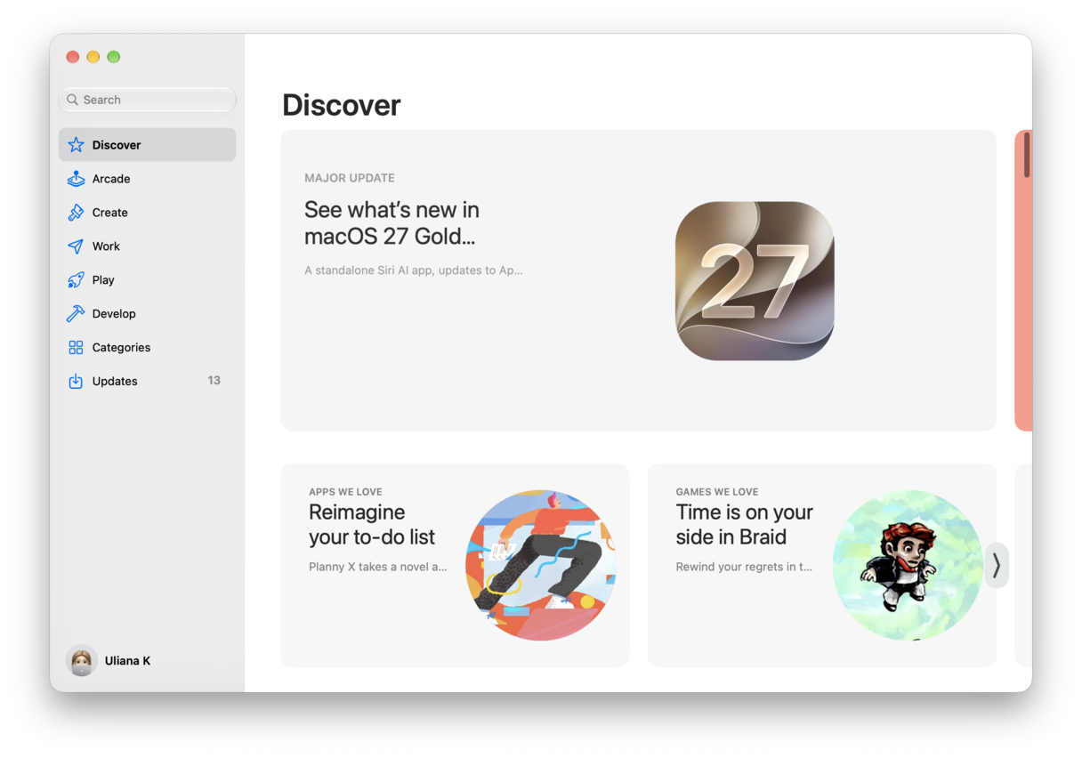 Mac App Store Discover tab