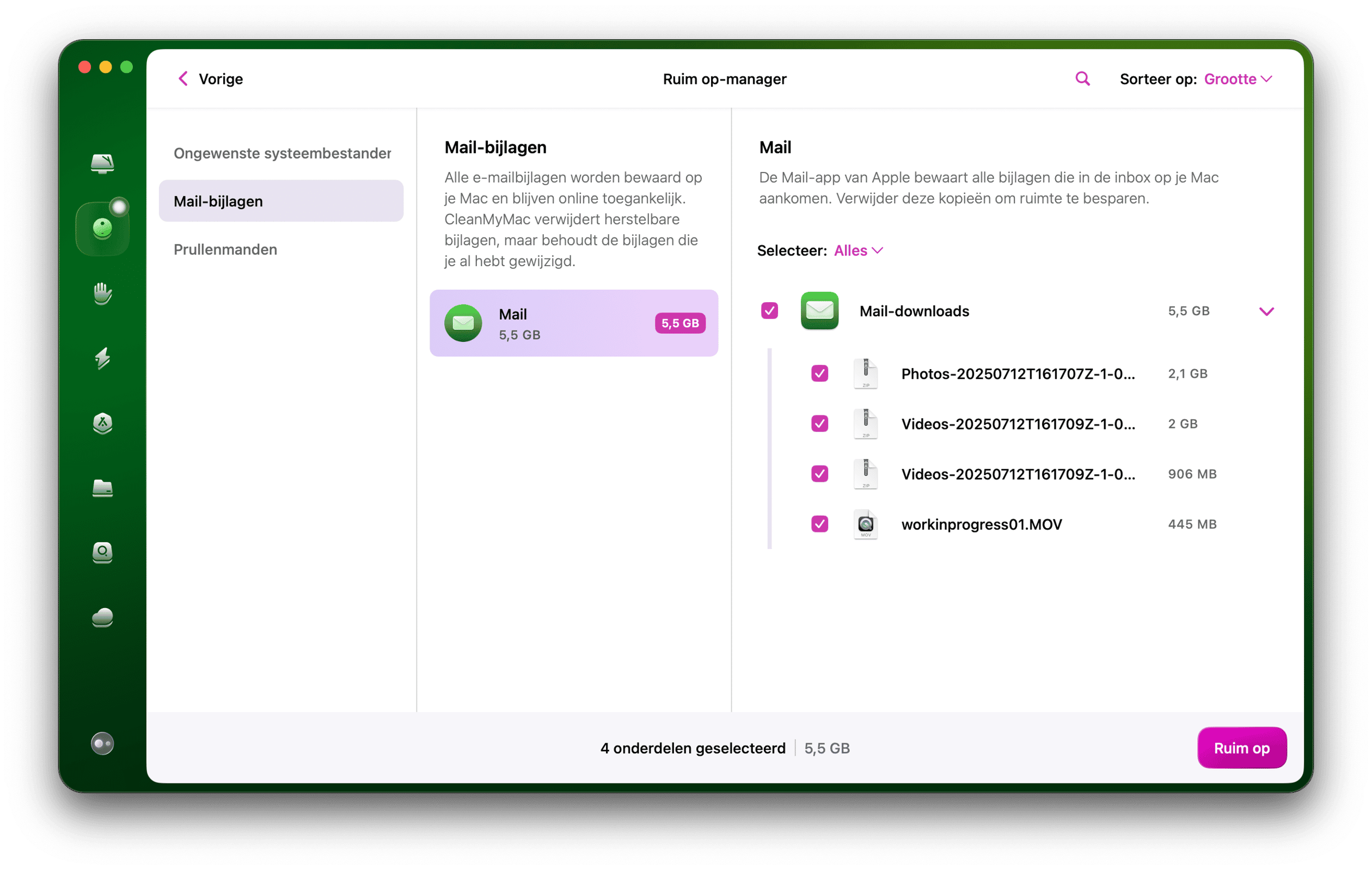 Verwijder problematische Mail-bijlagen