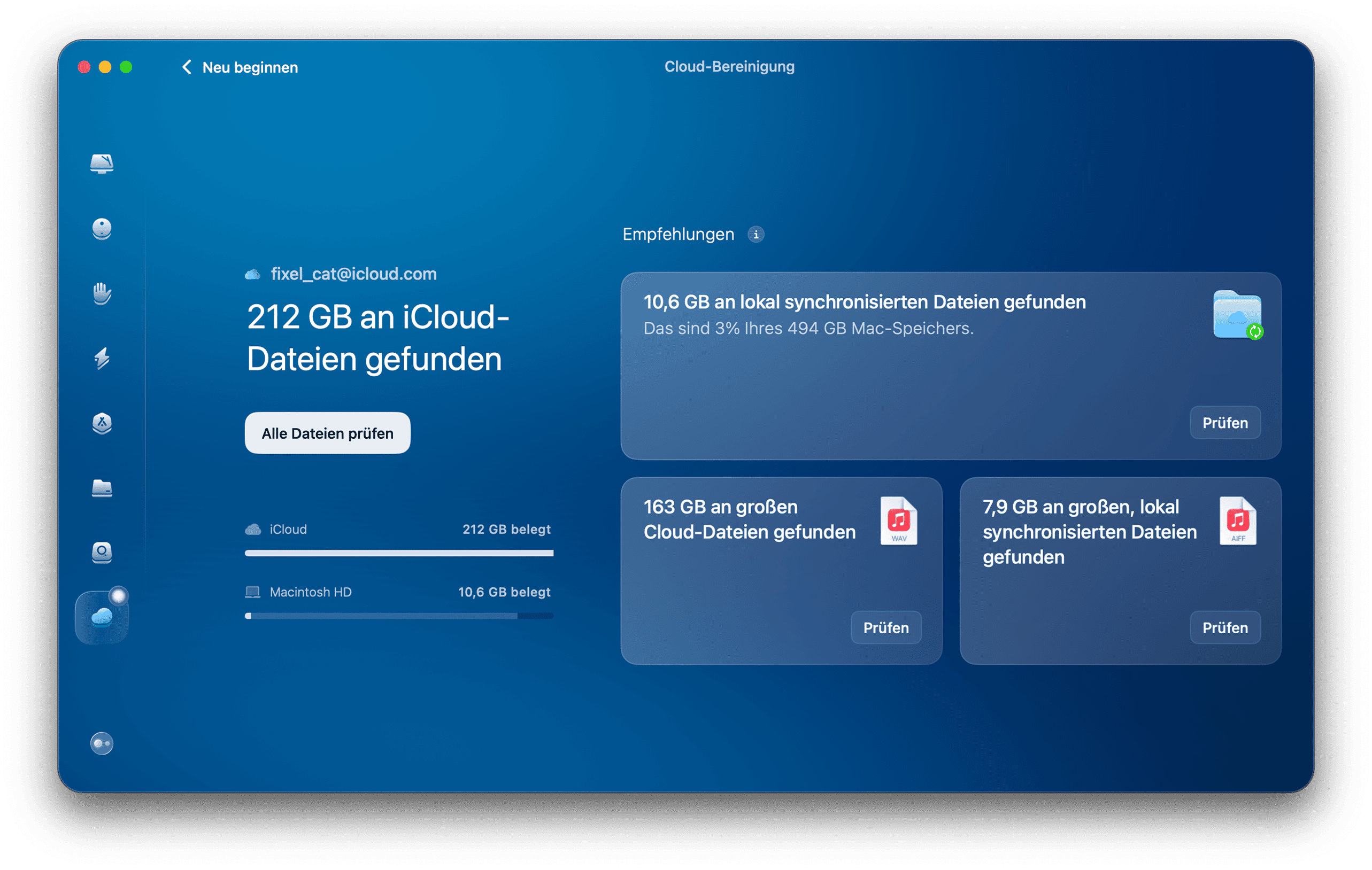 CleanMyMac - &bdquo;Cloud-Bereinigung&ldquo;
