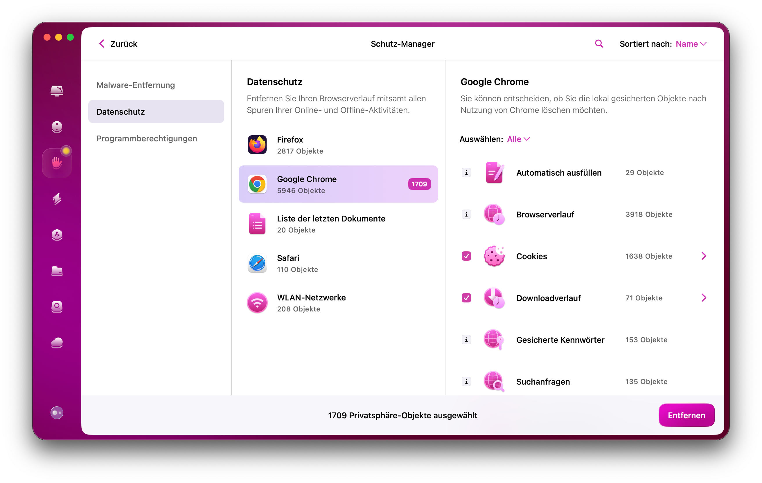 die Schutz-Funktion von CleanMyMac