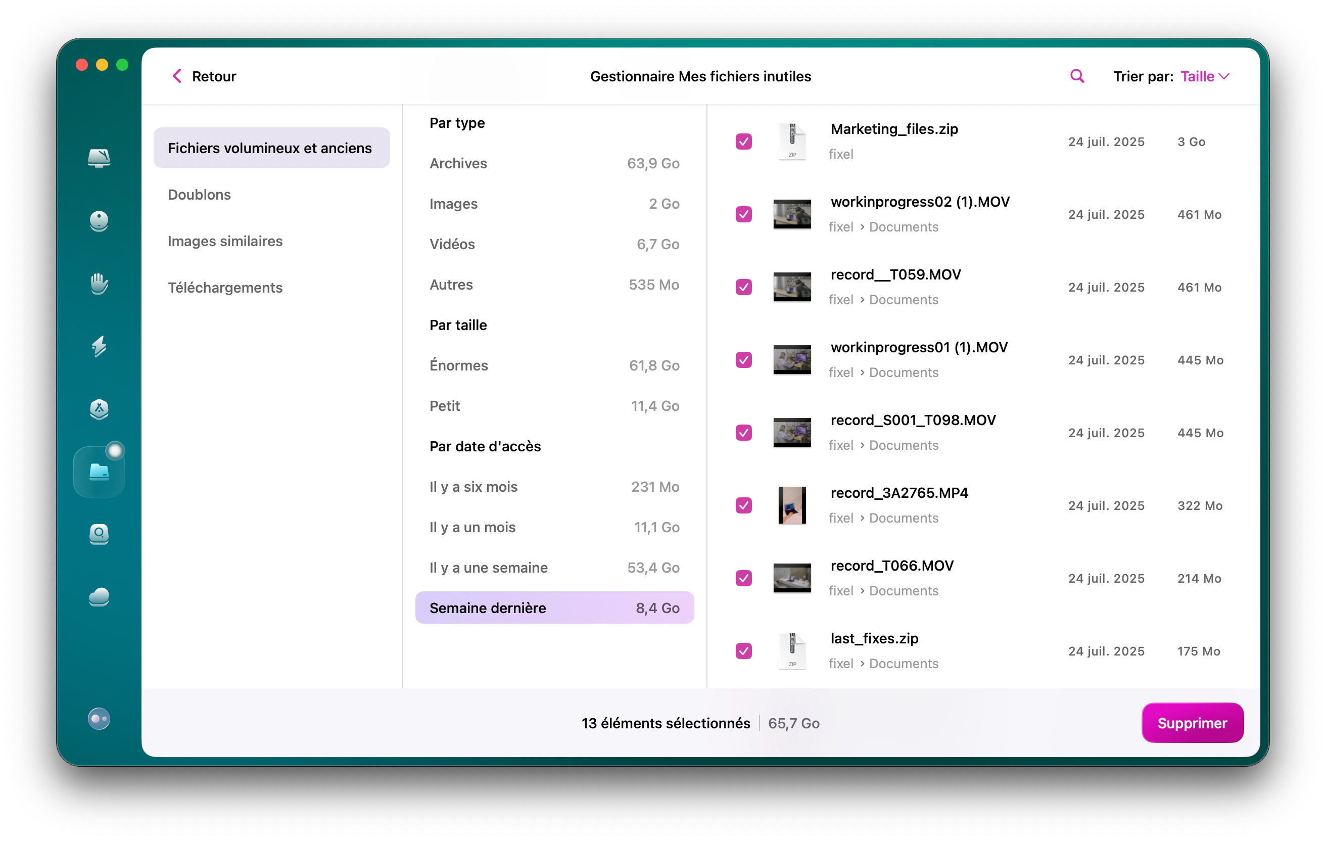 Dans la barre lat&eacute;rale, s&eacute;lectionnez Mes fichiers inutiles&nbsp;> Analyser&nbsp;> Examiner tous les fichiers