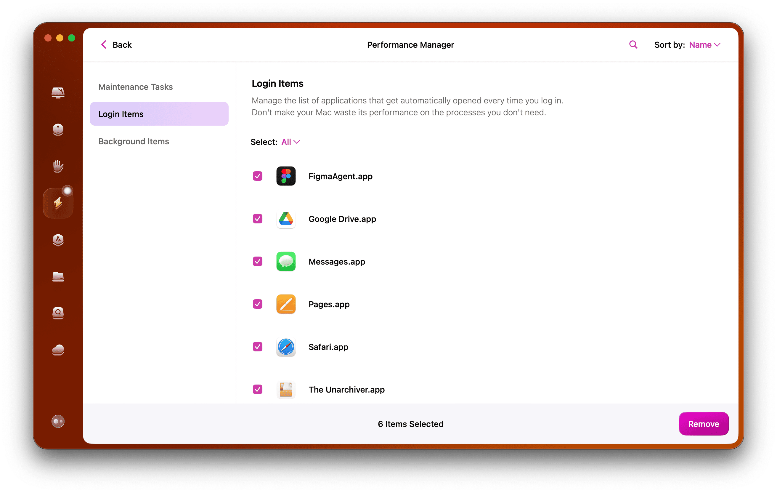 CleanMyMac - Login items