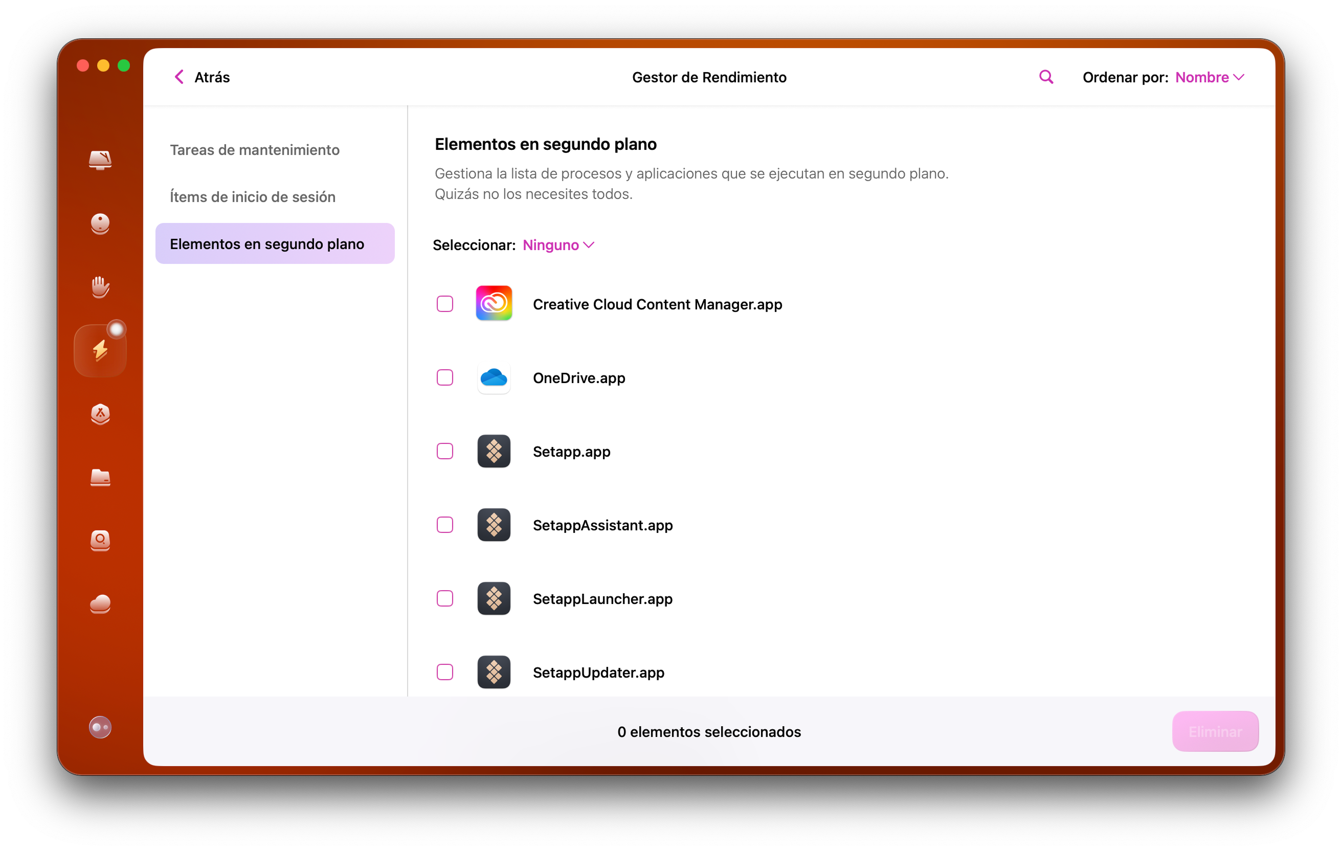performance backgroundItems