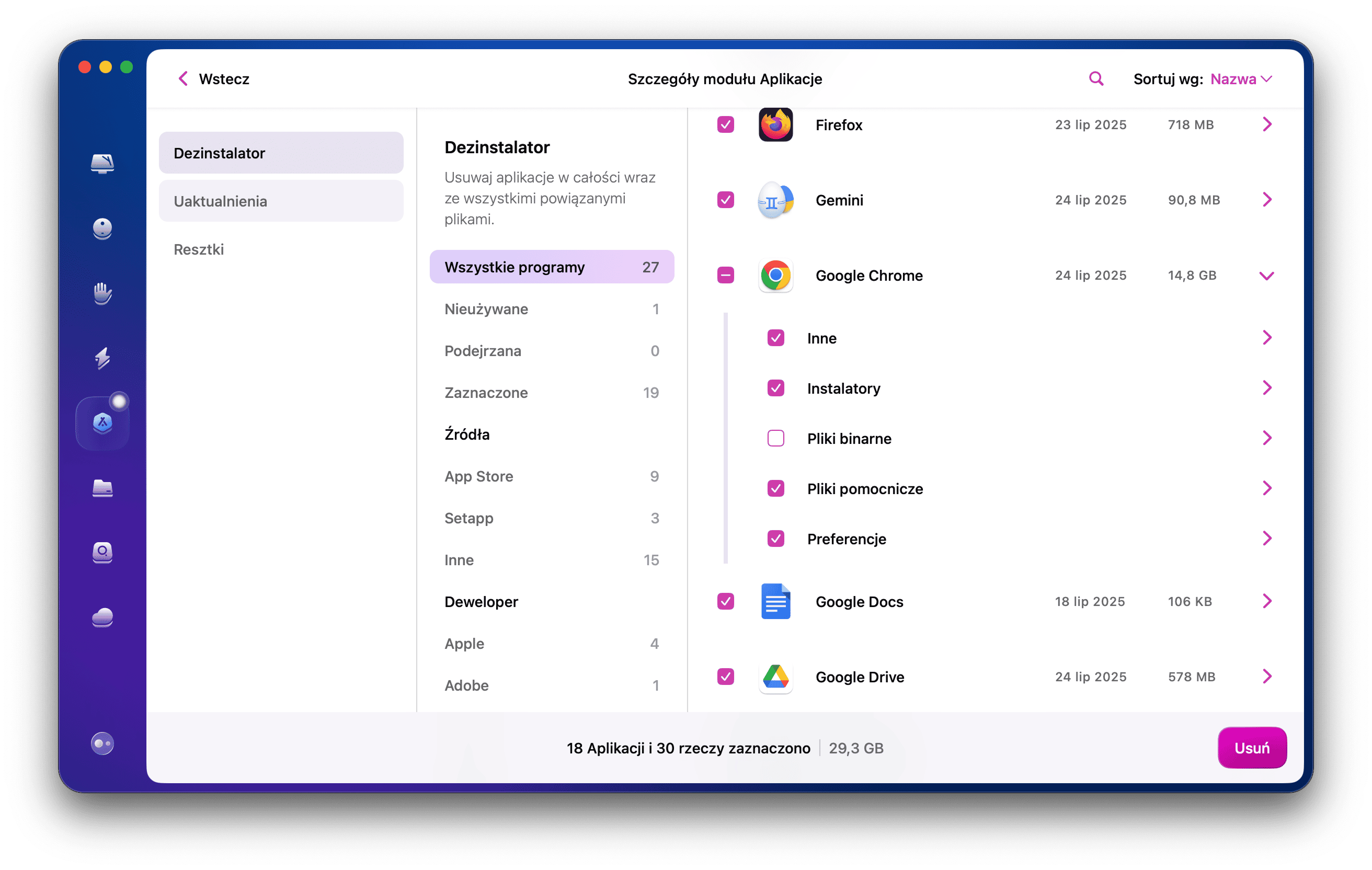Kliknij Aplikacje i uruchom szybkie skanowanie