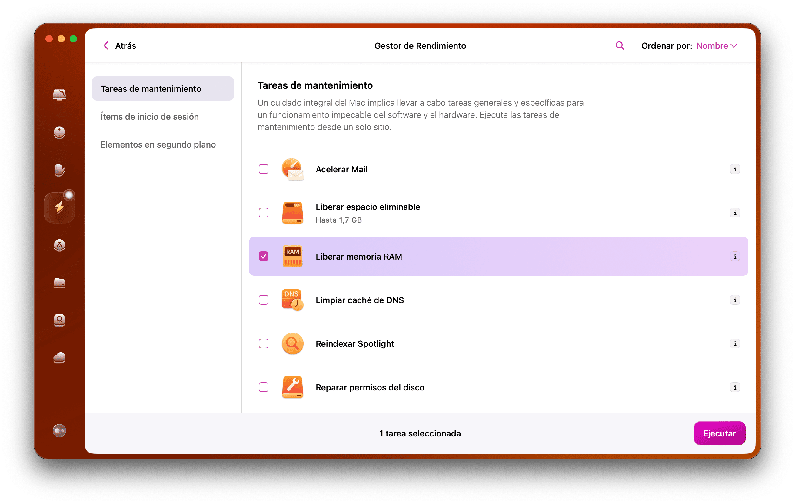 Ejecuta las tareas de mantenimiento