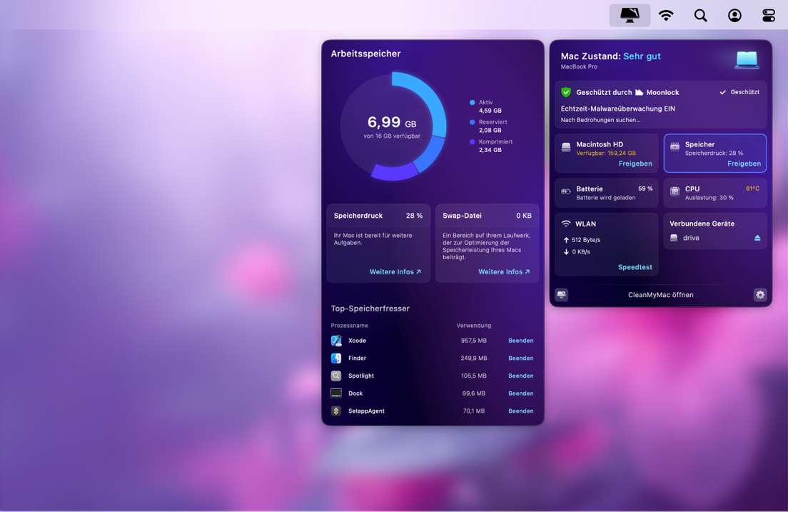 CleanMyMac - Men&uuml;-App