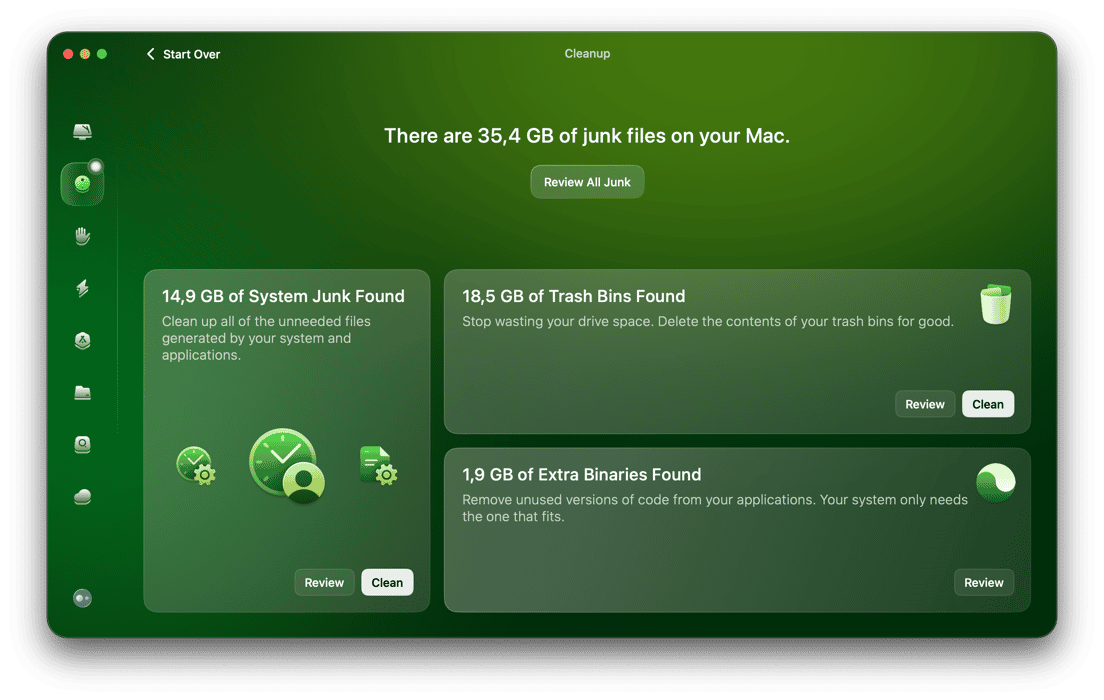  CleanMyMac&rsquo;s Cleanup tool