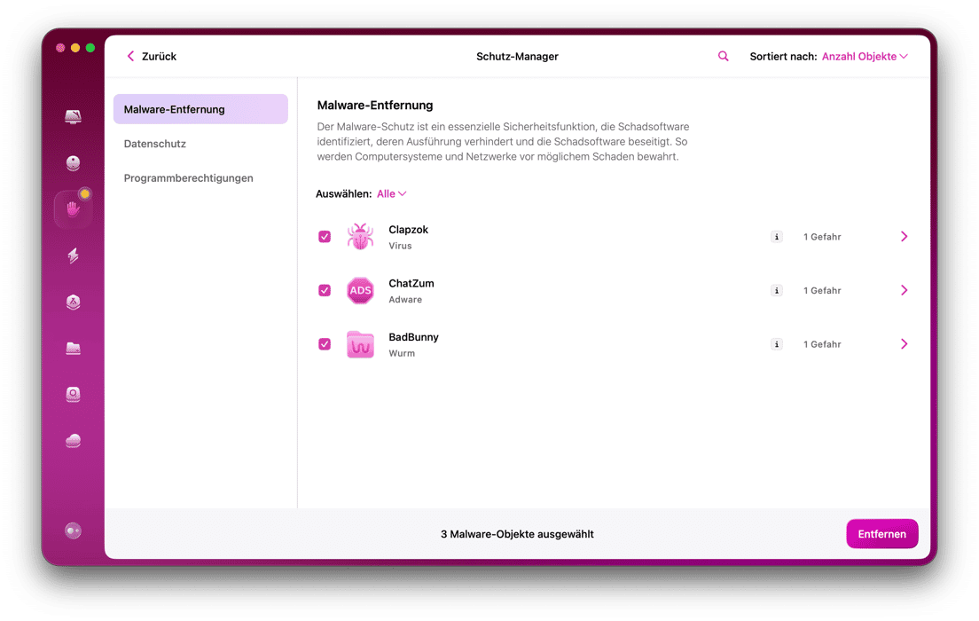 CleanMyMac - Schutz