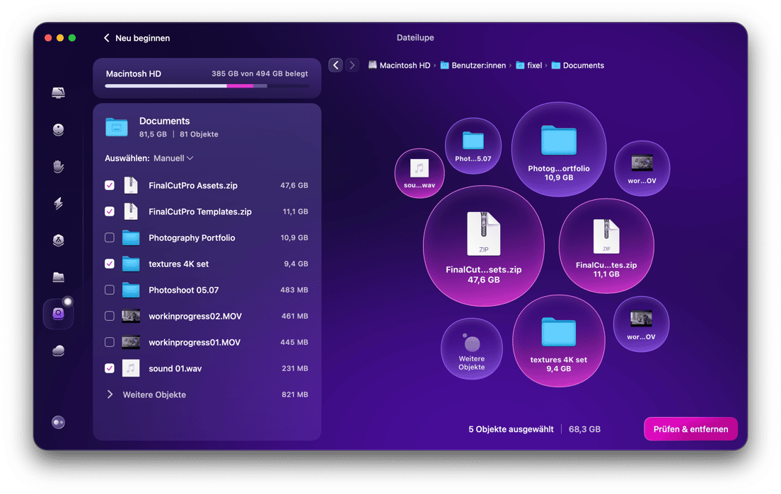 CleanMyMac - Dateilupe