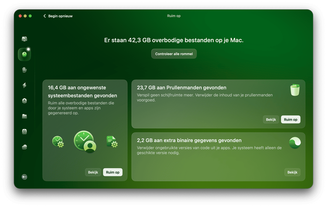 CMM -  functie 'Opruiming' 