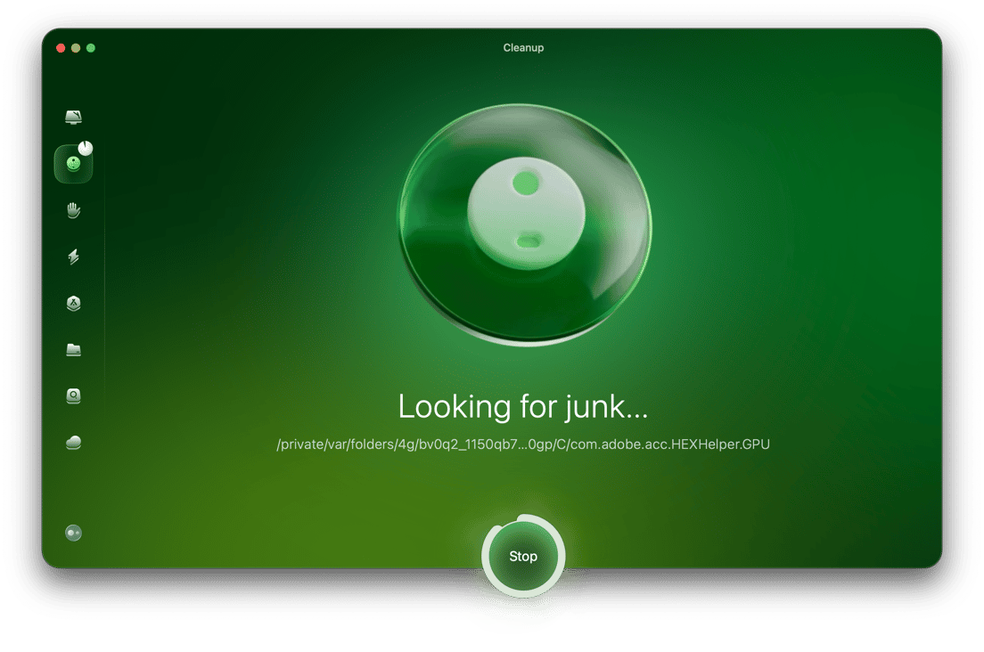 Scan in progress in Clean up module of CleanMyMac