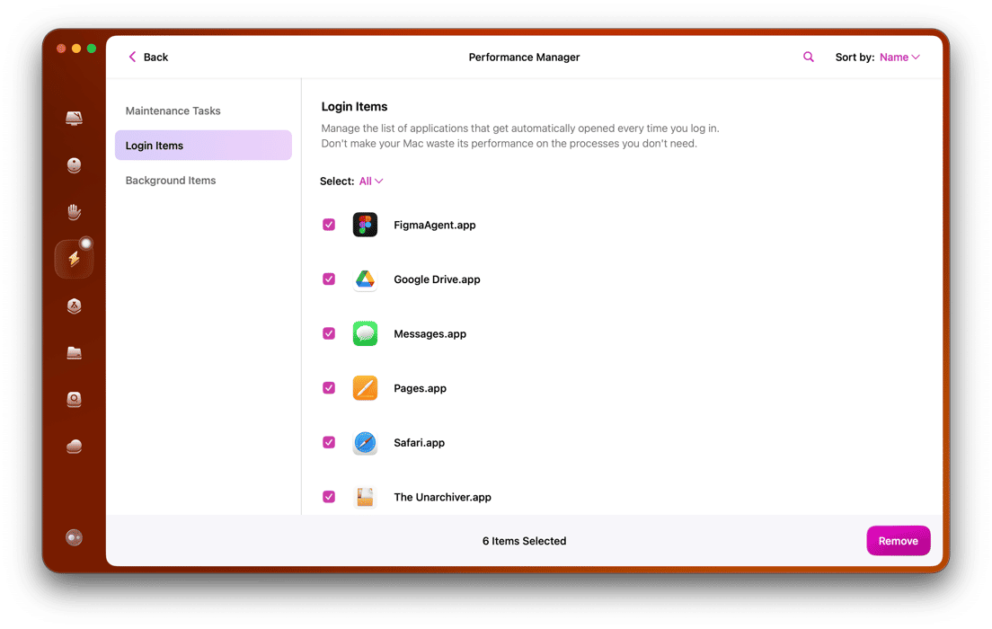 CleanMyMac - Login items
