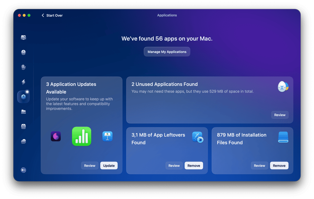 CleanMyMac's Applications feature