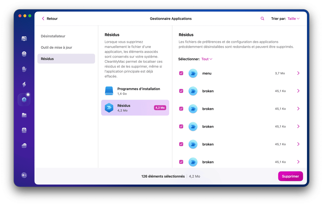 Ouvrez l'application et cliquez sur Applications&nbsp;> Analyser&nbsp;> G&eacute;rer mes applications