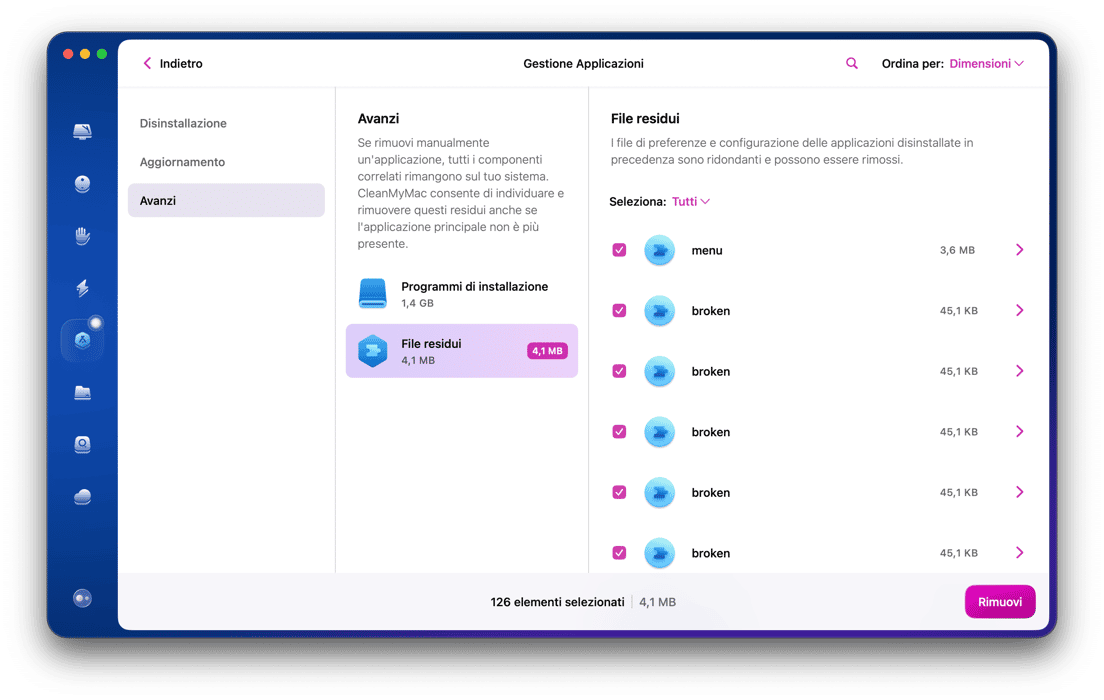 Apri l'app, clicca Applicazioni > Scansiona > Gestisci le mie applicazioni