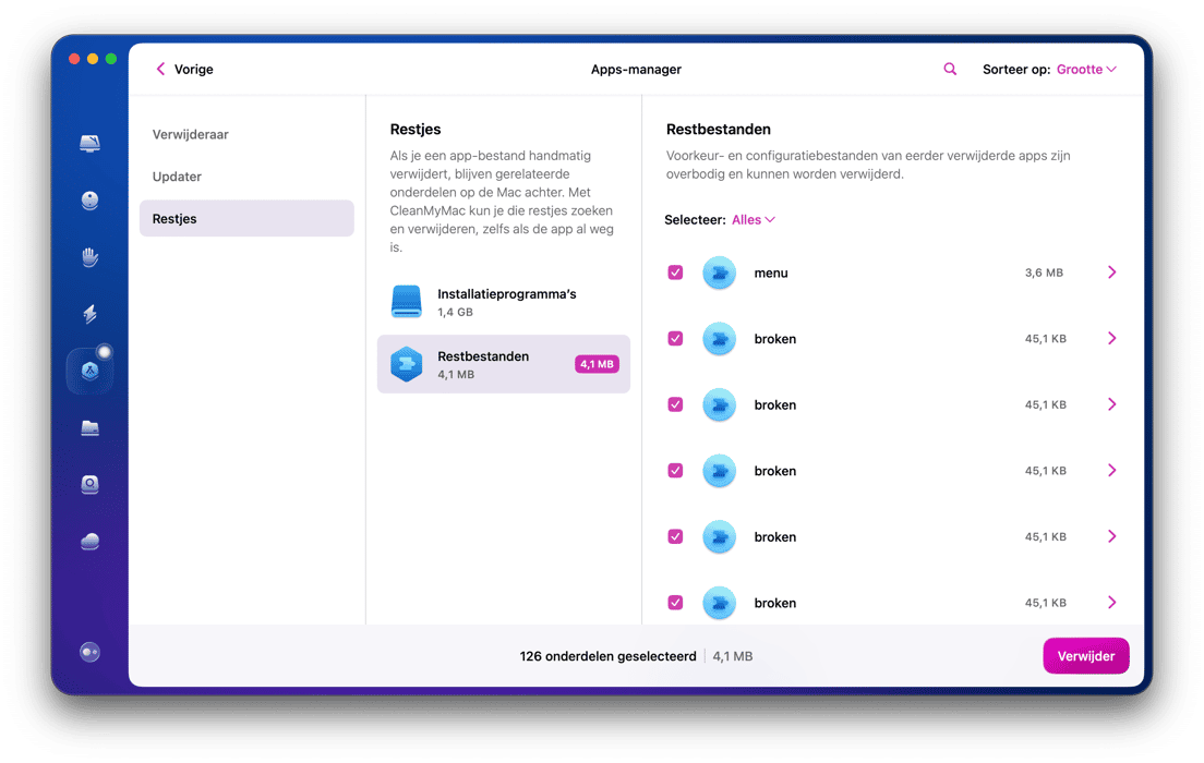 Open de app en klik op Apps > Scan > Beheer mijn apps