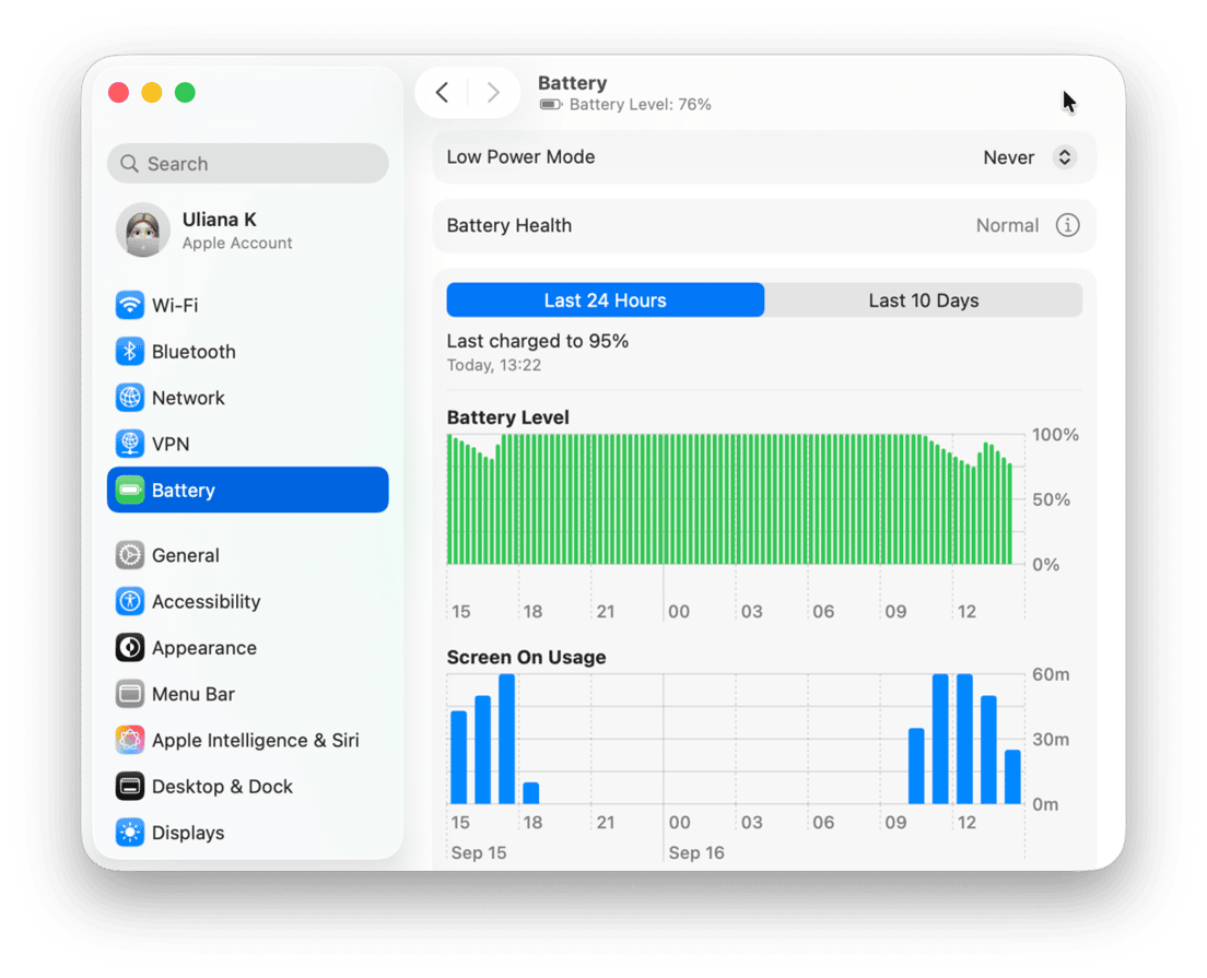 System Preferences - Battery