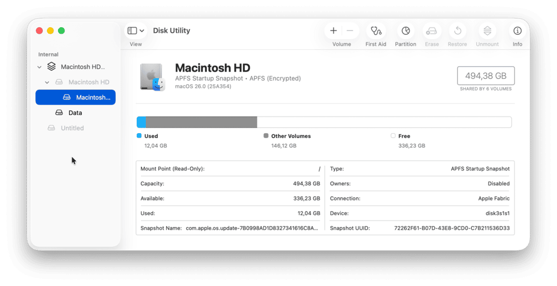 Disk Utility window