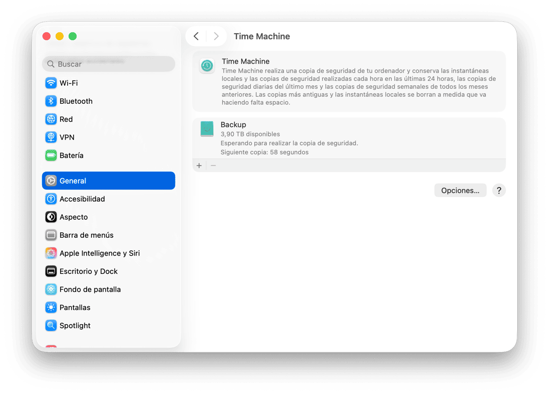 sistema preferencias time machine