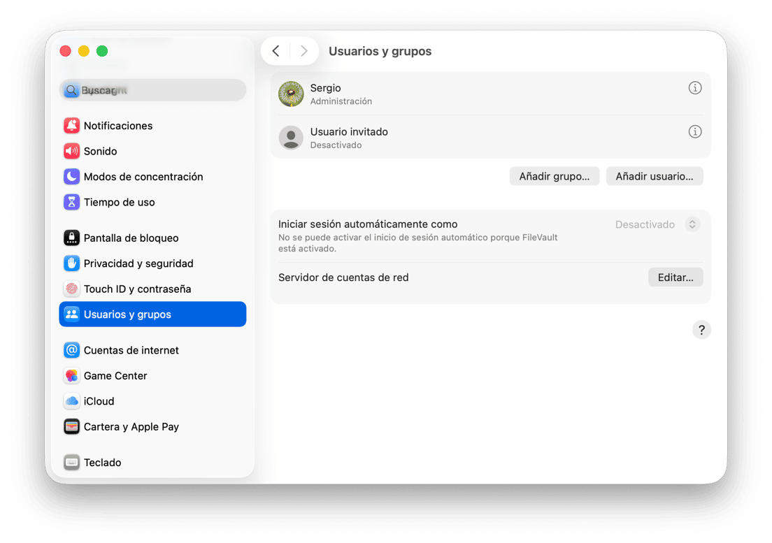 sistema preferencias usuarios y grupos