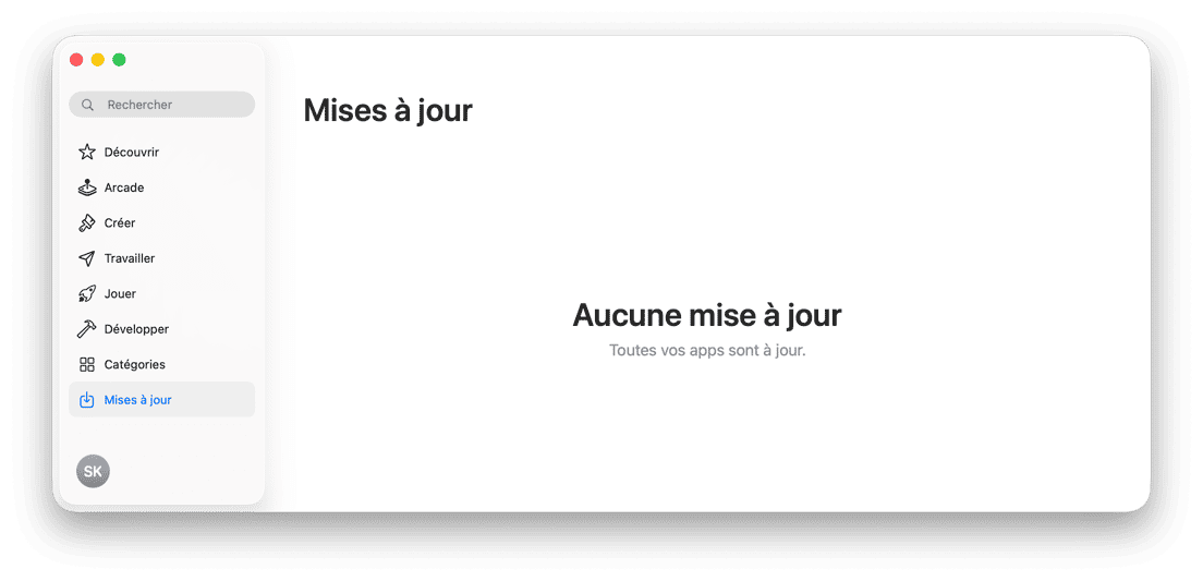 Reglages du systeme AppStoreMAJ