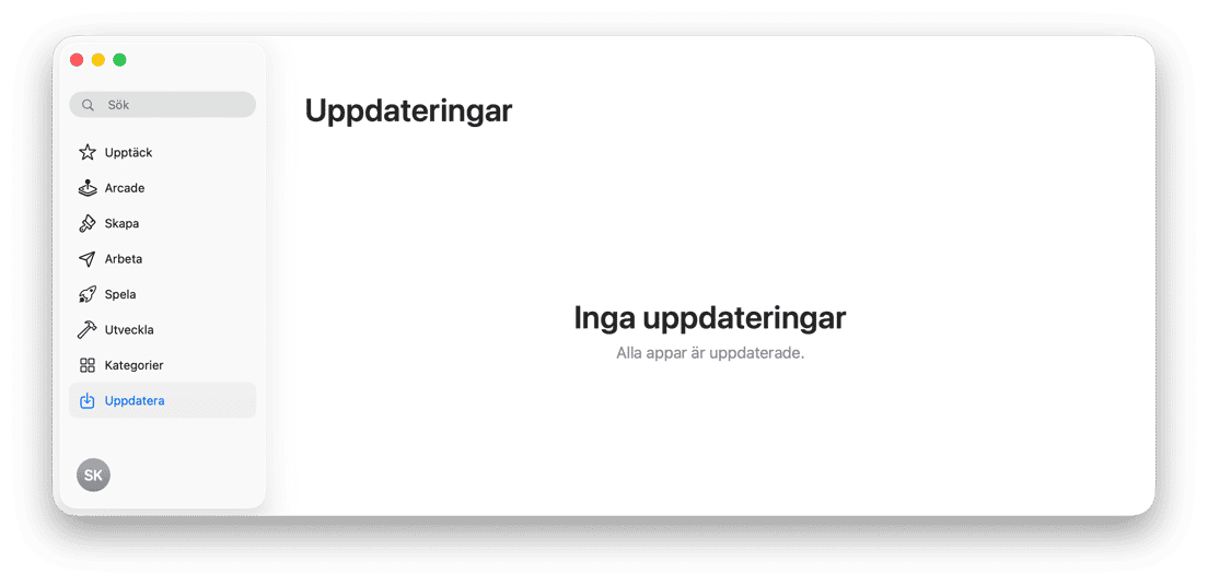 Mac App Store Uppdateringar-sektion
