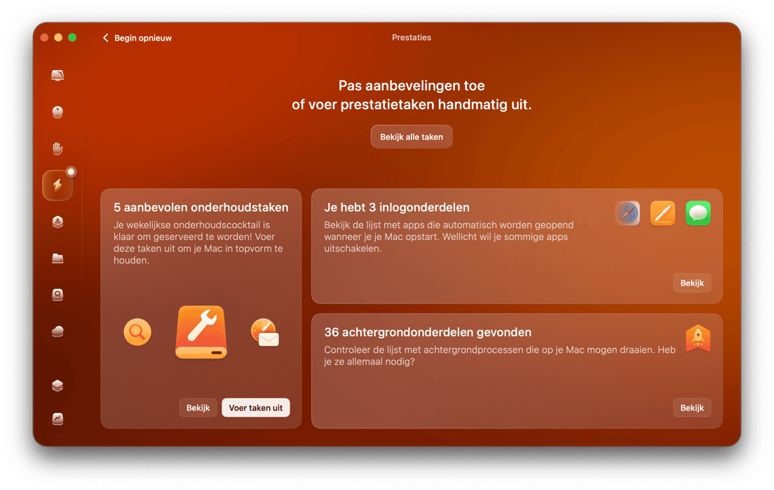 de functie 'Prestaties' van CleanMyMac