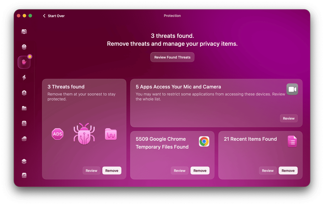 CleanMyMac's Protection tool