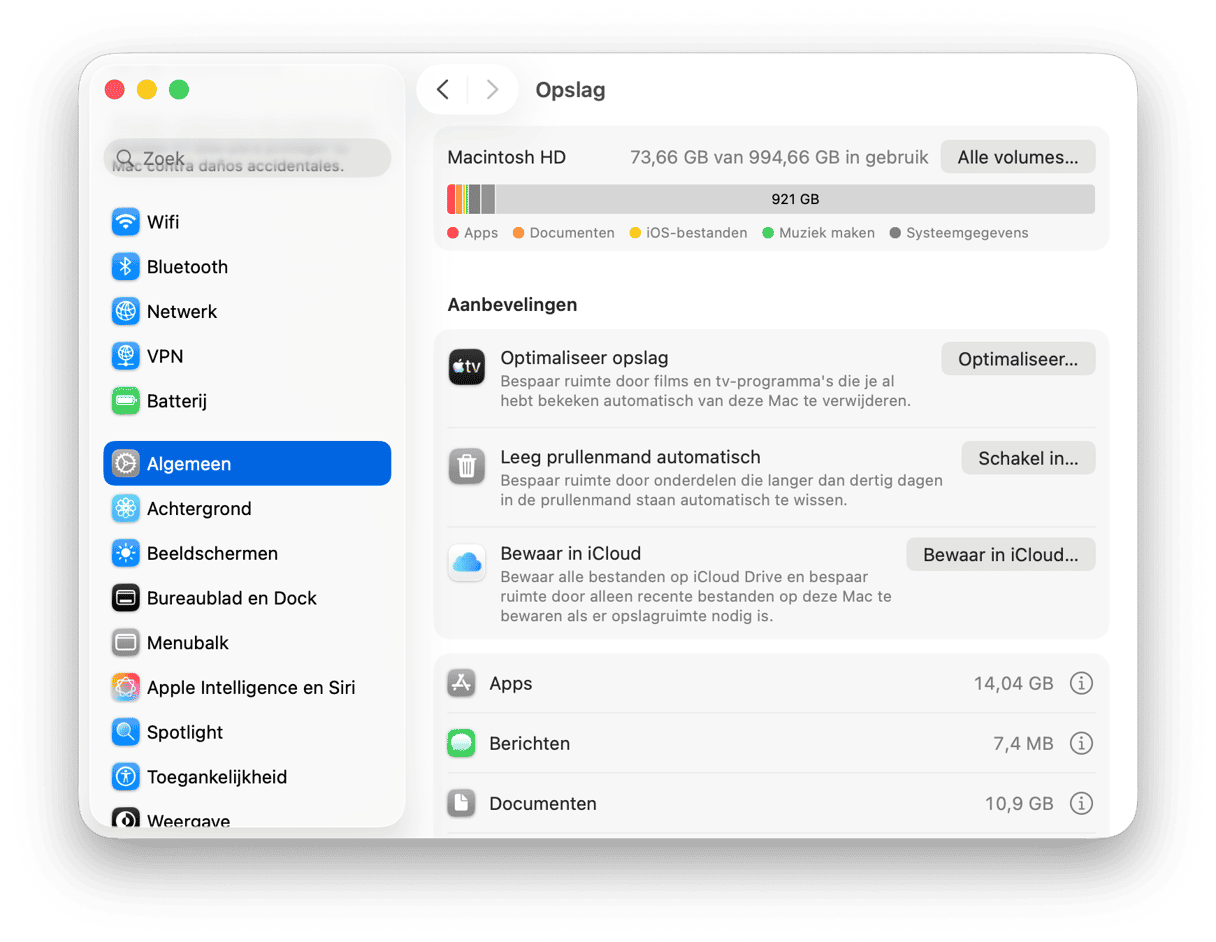 systeem Voorkeuren Opslag