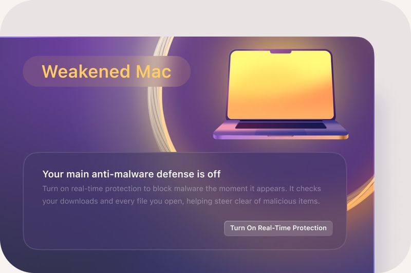 Panel de Moonlock antivirus para Mac