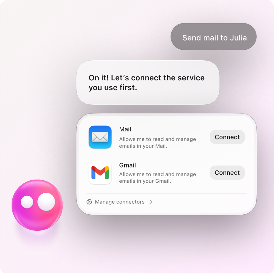 Eney connecting to Gmail | AI Assistant for Mac