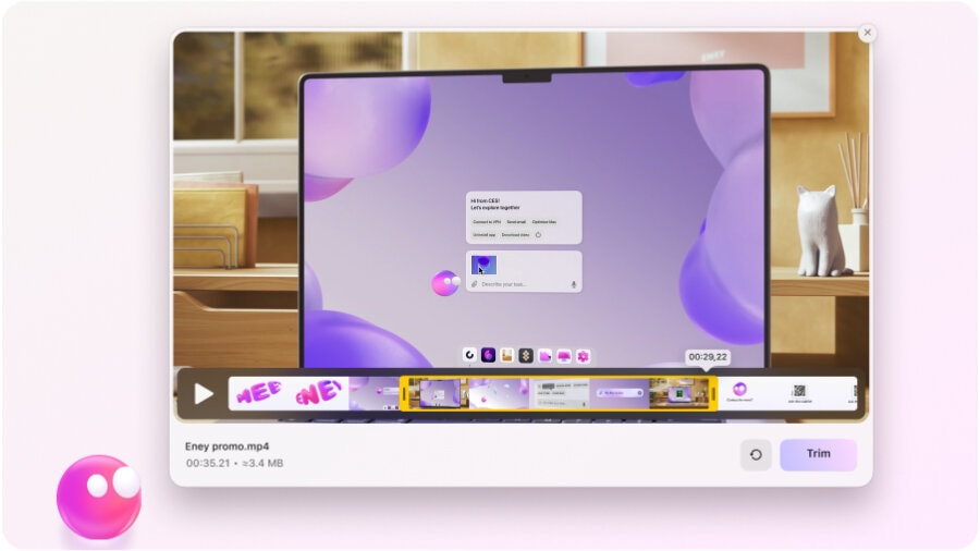 Eney trims a video | AI Assistant for Mac