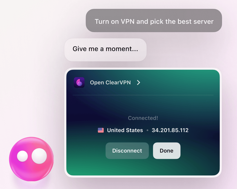 Eney connecting you through ClearVPN | AI Assistant for Mac