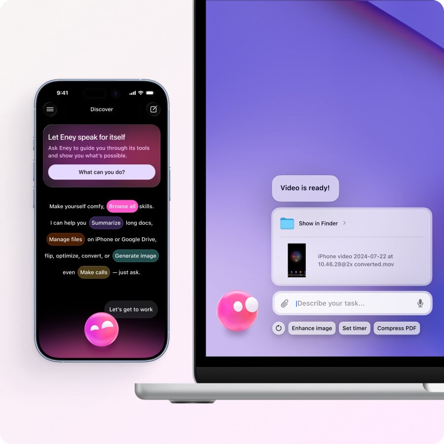 Eney on Mac and iPhone | AI Assistant for Mac