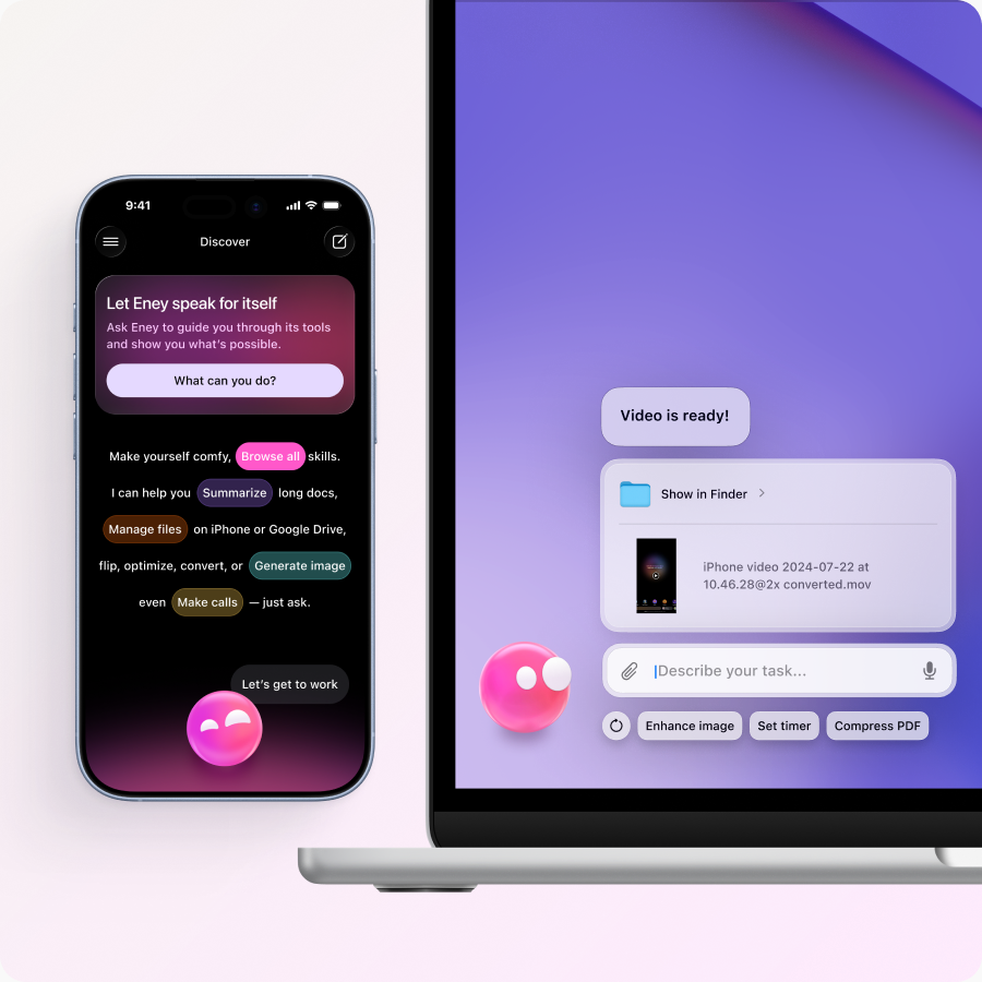 Eney on Mac and iPhone | AI Assistant for Mac