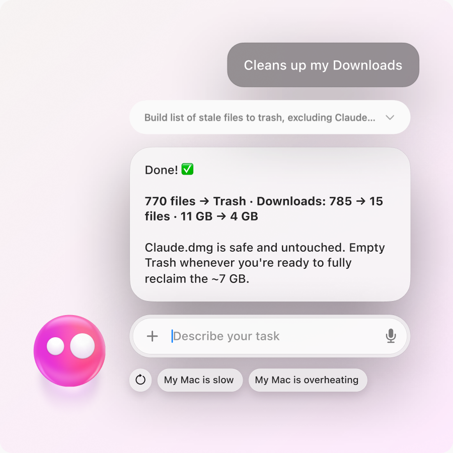 Eney organizing Mac clutter | AI Assistant for Mac