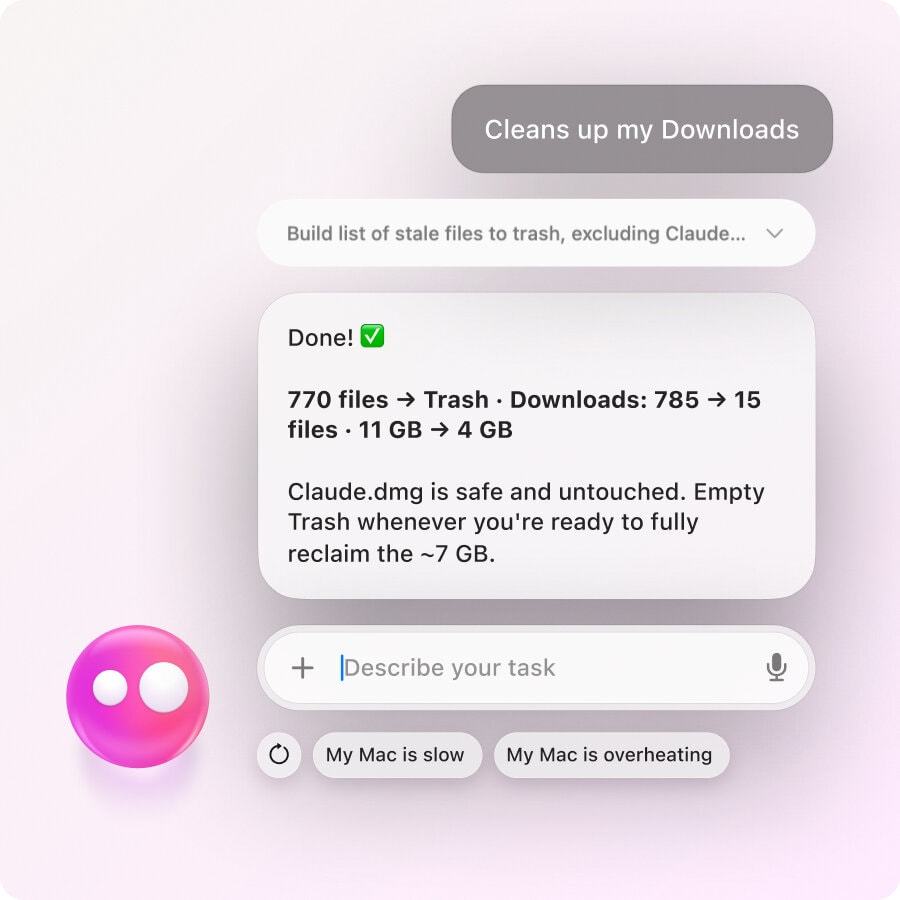 Eney organizing Mac clutter | AI Assistant for Mac