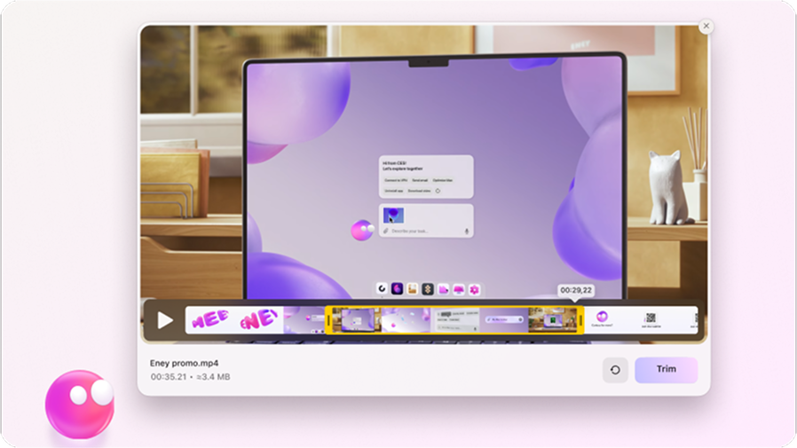 Eney trims a video | AI Assistant for Mac