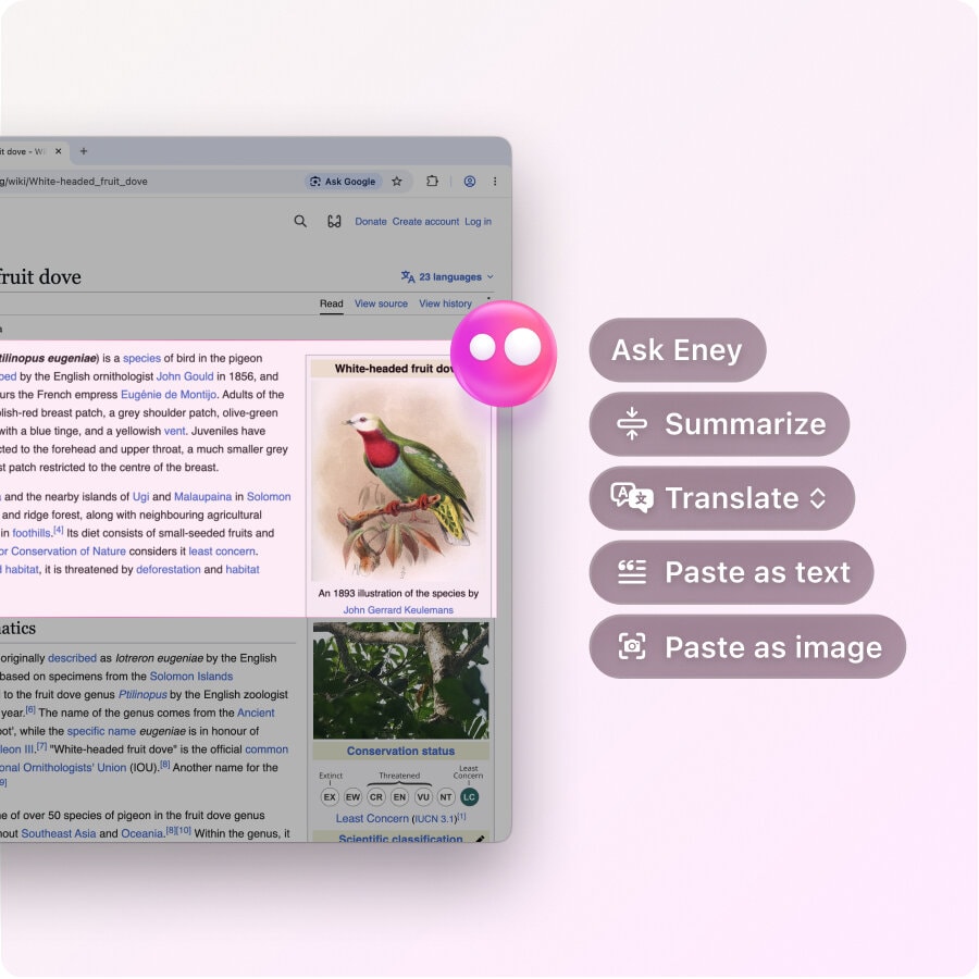 Eney Wand working with on-screen content | AI Assistant for Mac